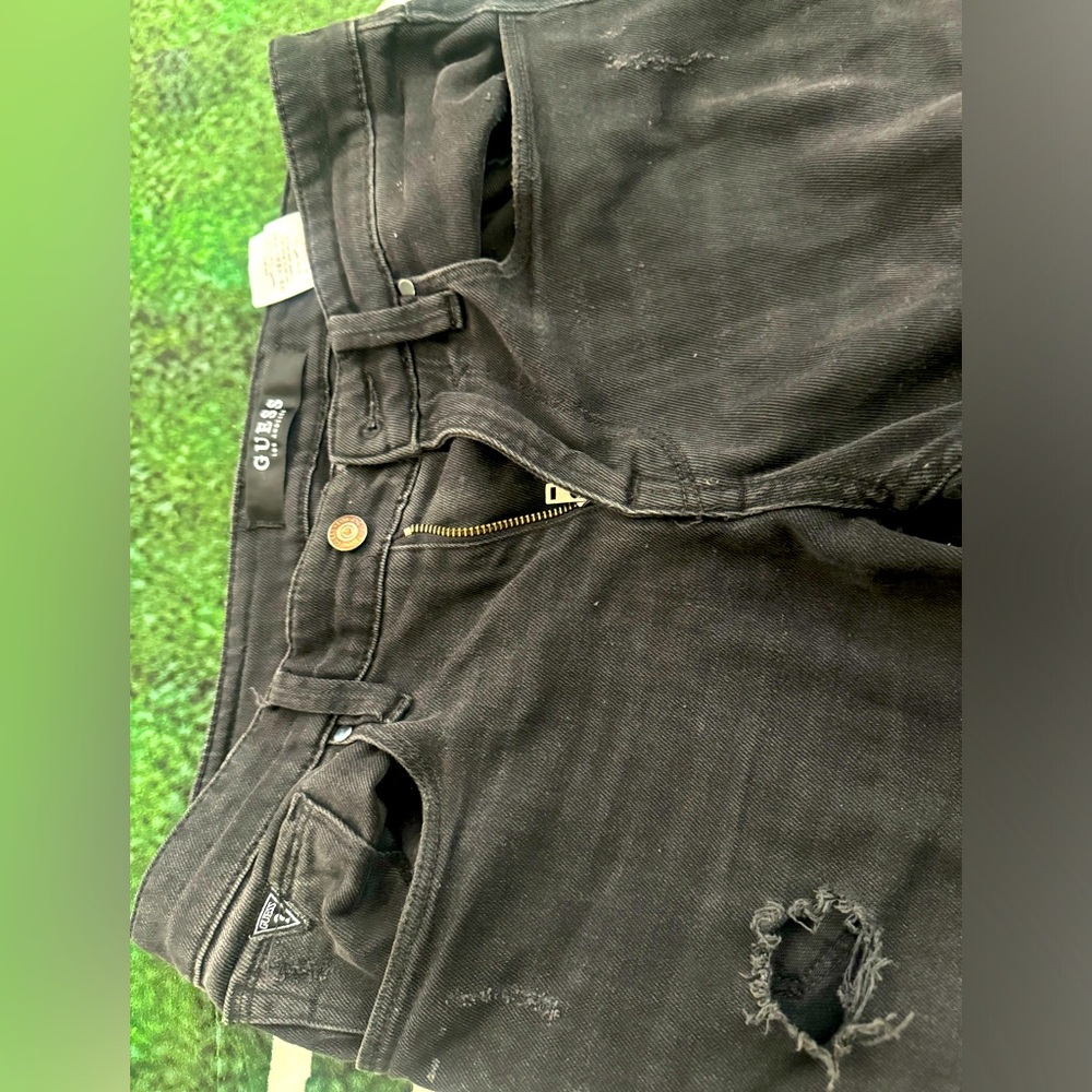 Guess Black Ripped Denim Pants
